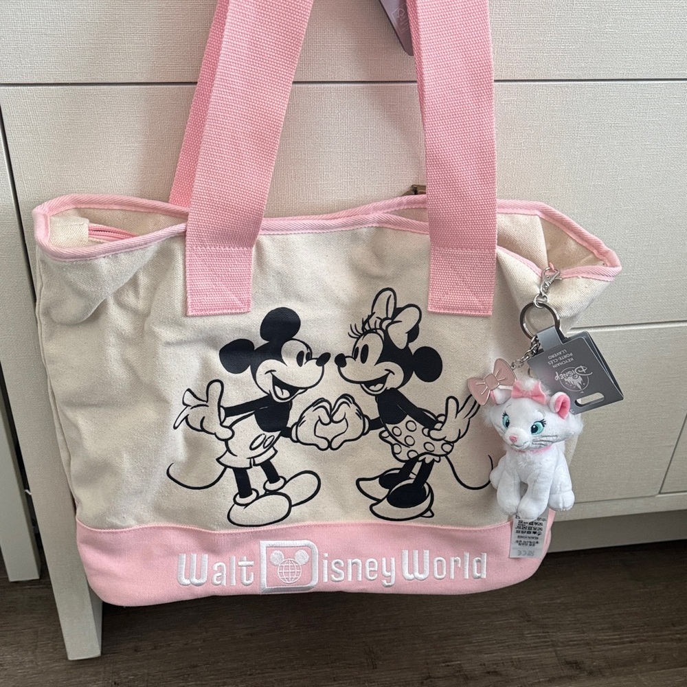Disney Cream and Pink Mickey & Minnie Canvas Tote - Picture 3 of 10